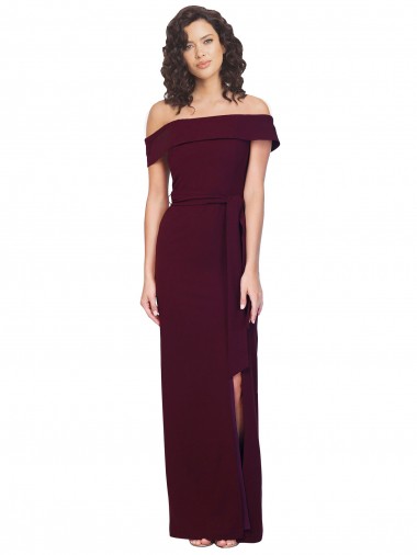 Cheap Burgundy Gold Square Neck Sleeveless Low Back Long Evening Dress UK