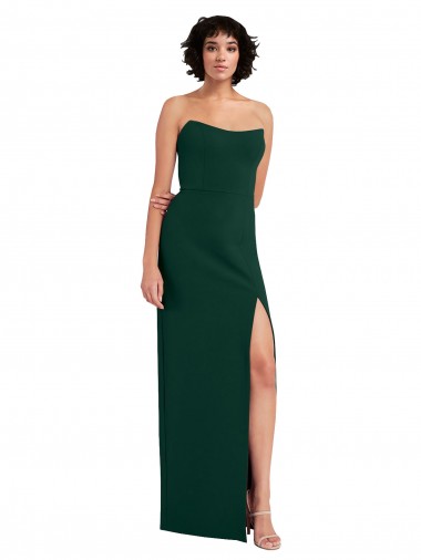 Cheap Midnight Green Strapless Sleeveless Low Back Long Evening Dress UK