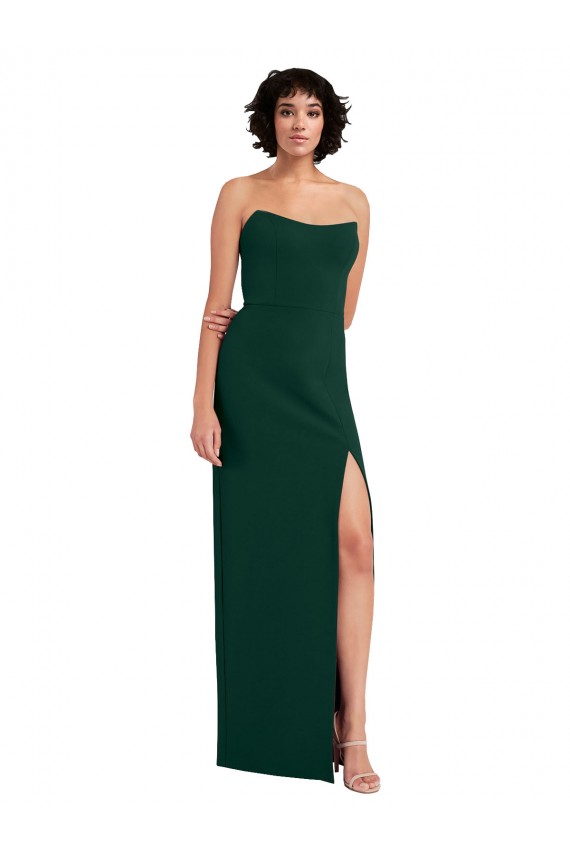 Purcahse  Midnight Green Strapless Sleeveless Low Back Long Evening Dress UK