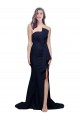 Purcahse  Dark Navy Strapless Sleeveless Low Back Stretch Crepe Sweep Train Formal Evening Dress UK