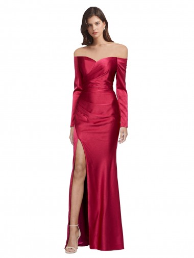 Cheap Dark Red Sweetheart Long Sleeves Long Evening Dress UK