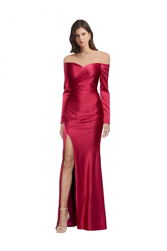 Purcahse  Dark Red Sweetheart Long Sleeves Long Evening Dress UK