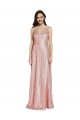 Purcahse  Rose Gold V-Neck Sleeveless Low Back Long Evening Dress UK