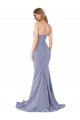 Purcahse  Smoke Blue Strapless Sleeveless Low Back Long Evening Dress UK