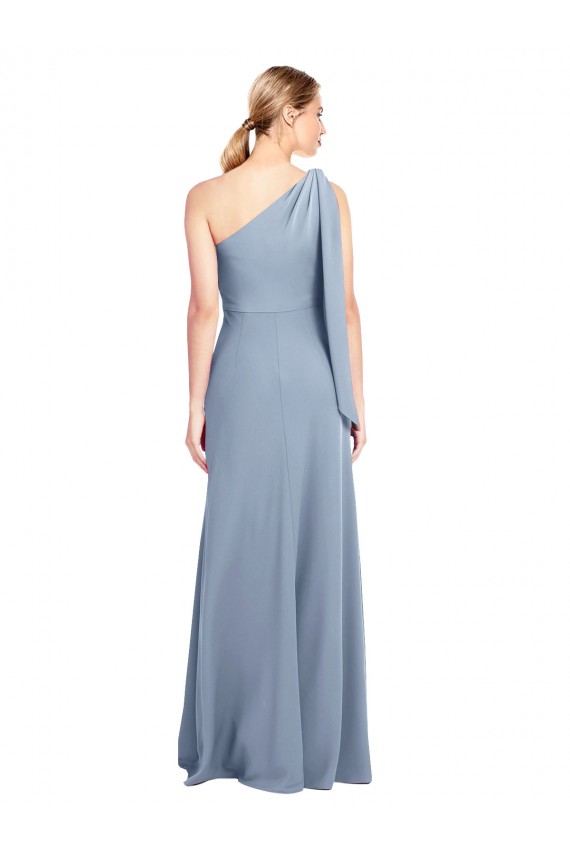 Purcahse  Smoke Blue One Shoulder Flutter Sleeves Long Evening Dress UK