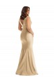 Purcahse  Soft Gold V-Neck Sleeveless V-Back Long Plus Size Evening Dress UK