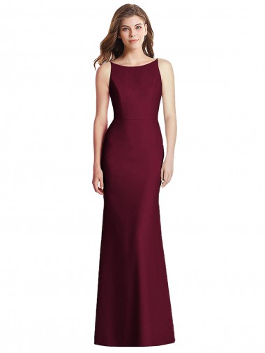 Cheap Burgundy Gold Bateau Neck Sleeveless Open Back Long Semi Formal Evening Dress UK