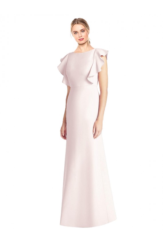 Purcahse  Pink Bateau Neck Cap Sleeves Open Back Long Semi Formal Evening Dress UK