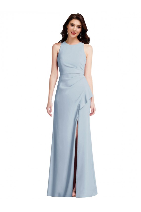 Purcahse  Light Sky Blue Halter Neck Sleeveless Long Maxi Wedding Party Dress UK