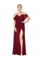 Purcahse  Burgundy High Neck Cold Shoulder V-Back Long Evening Dress UK