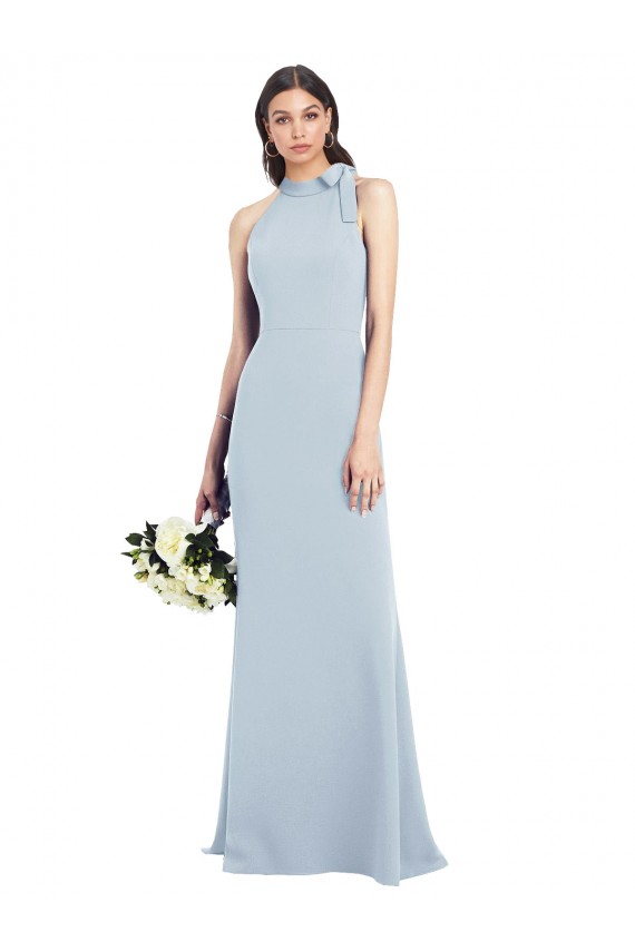 Purcahse  Light Sky Blue High Neck Sleeveless Open Back Long Semi Formal Evening Dresses UK