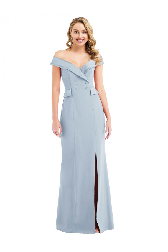 Purcahse  Light Sky Blue Off the Shoulder Sleeveless Long Semi Formal Evening Gown UK