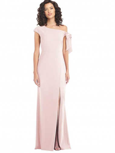 Cheap Pink Off the Shoulder Cap Sleeves Long Maxi Evening Dress UK