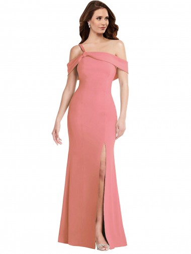 Cheap Hot Pink One Shoulder Sleeveless Low Back Long Maxi Evening Dress UK