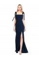 Purcahse  Dark Navy Spaghetti Straps Sleeveless Low Back Long Semi Formal Evening Dress UK