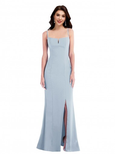 Cheap Light Sky Blue Spaghetti Straps Sleeveless Long Maxi Evening Dresses UK