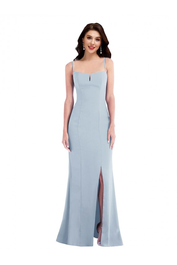 Purcahse  Light Sky Blue Spaghetti Straps Sleeveless Long Maxi Evening Dresses UK