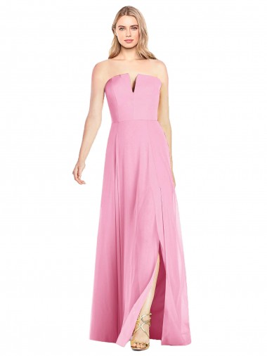 Cheap Hot Pink Strapless Sleeveless Long Maxi Evening Dress UK