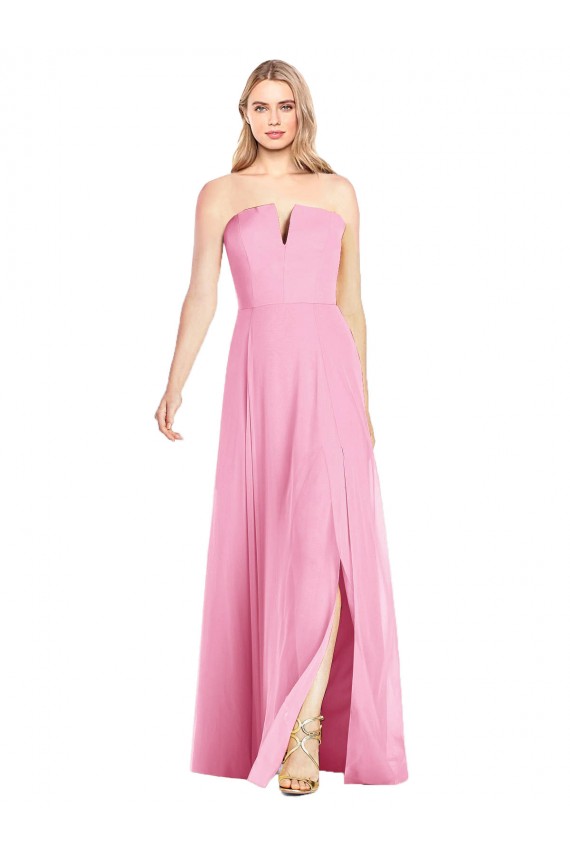 Purcahse  Hot Pink Strapless Sleeveless Long Maxi Evening Dress UK