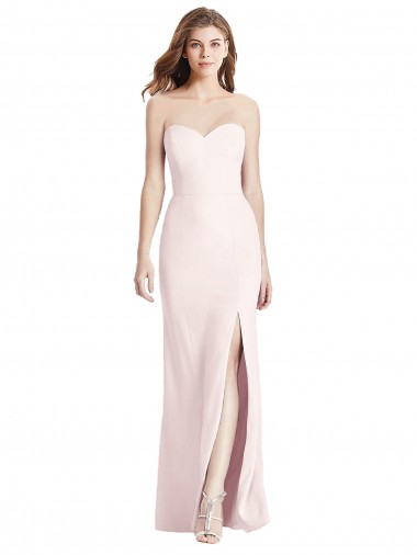 Cheap Pink Strapless Sleeveless Low Back Long Semi Formal Evening Dress UK