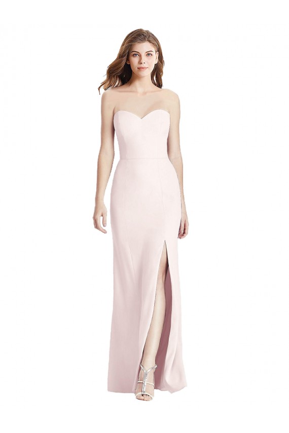 Purcahse  Pink Strapless Sleeveless Low Back Long Semi Formal Evening Dress UK