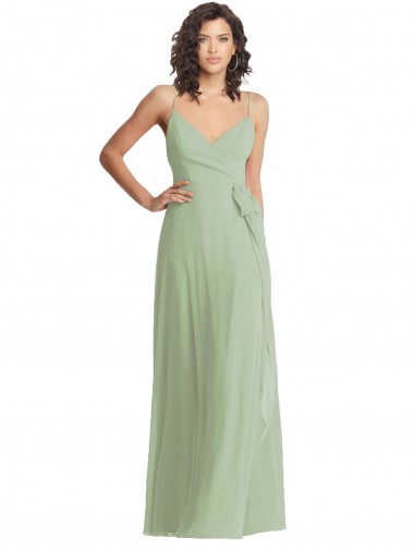 Cheap Smoke Green V-Neck Sleeveless Long Maxi Evening Dress UK