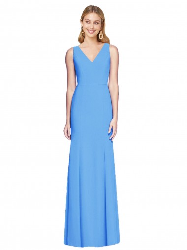 Cheap Peacock Blue V-Neck Sleeveless Keyhole Back Long Semi Formal Evening Dress UK