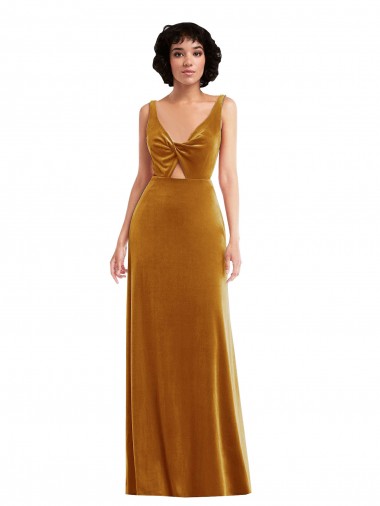 Cheap Gold V-Neck Sleeveless V-Back Long Maxi Evening Dress UK